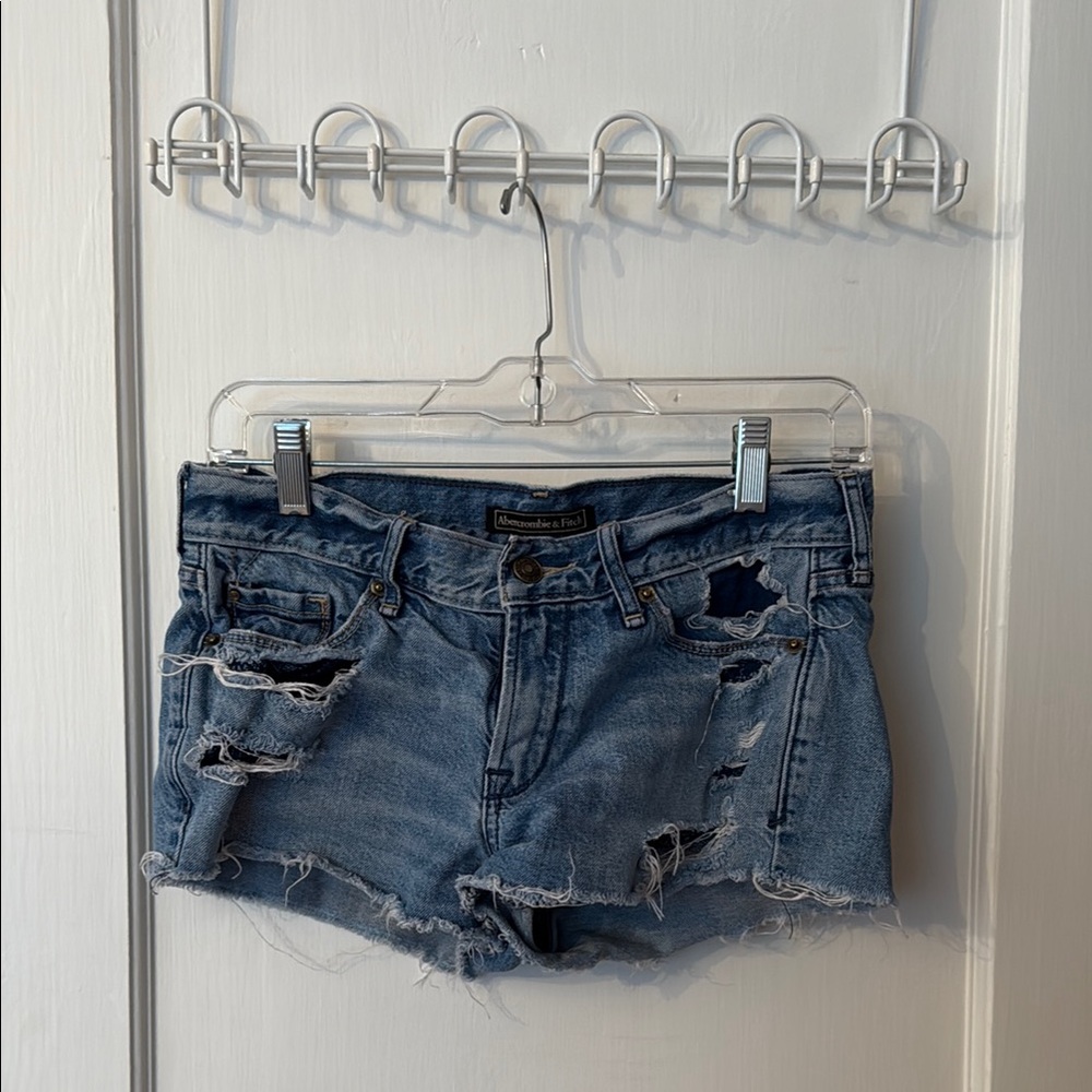 Abercrombie & Fitch Blue Jean Shorts Distressed Cut-Off Style
